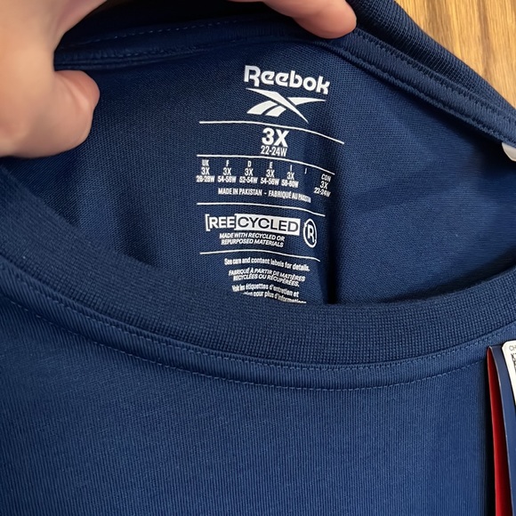 Reebok Logo T-Shirt Batik Blue Plus Size 3X - Picture 6 of 9